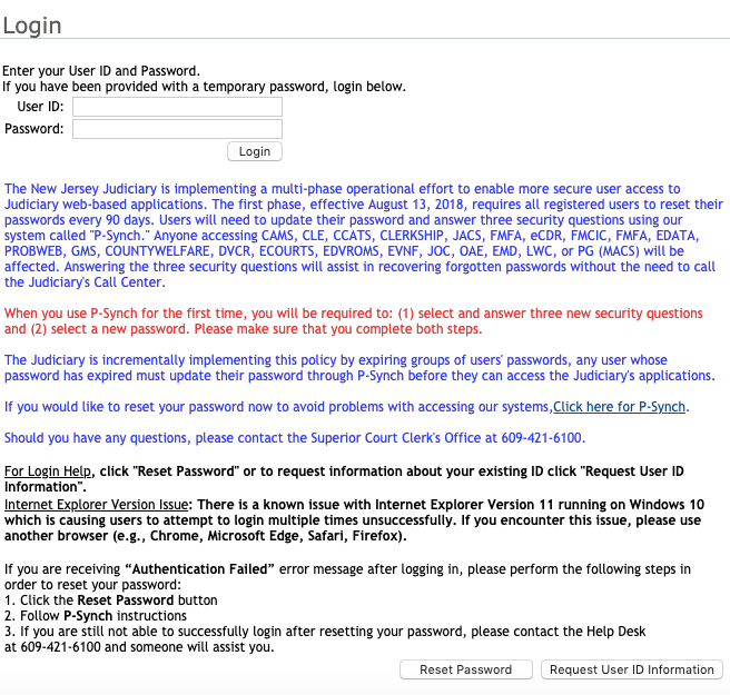 reset nj courts login password